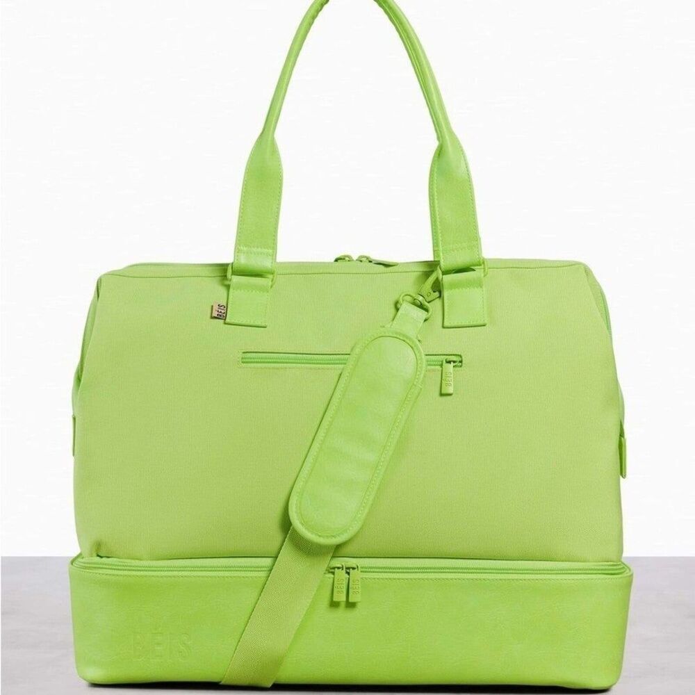 Béis The Weekender in Citron Green Travel Bag sold out color